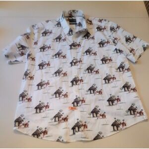 Stitch Note Short Sleeve Shirt Mens Sz XXL Egyptian Cotton Button Down Palm Tree